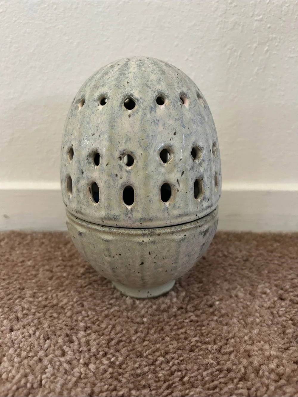 Anthropologie Speckled Cream Ceramic Egg Lantern